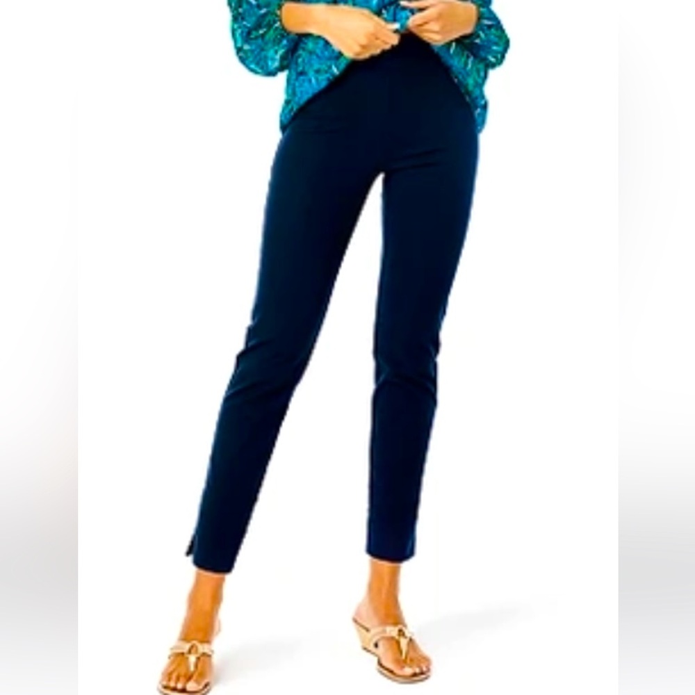 Black Lilly Pulitzer classic Merrin stretch pull in pants cropped.